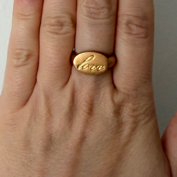 Gold 'Love' Engraved Ring - Picture 2 of 4